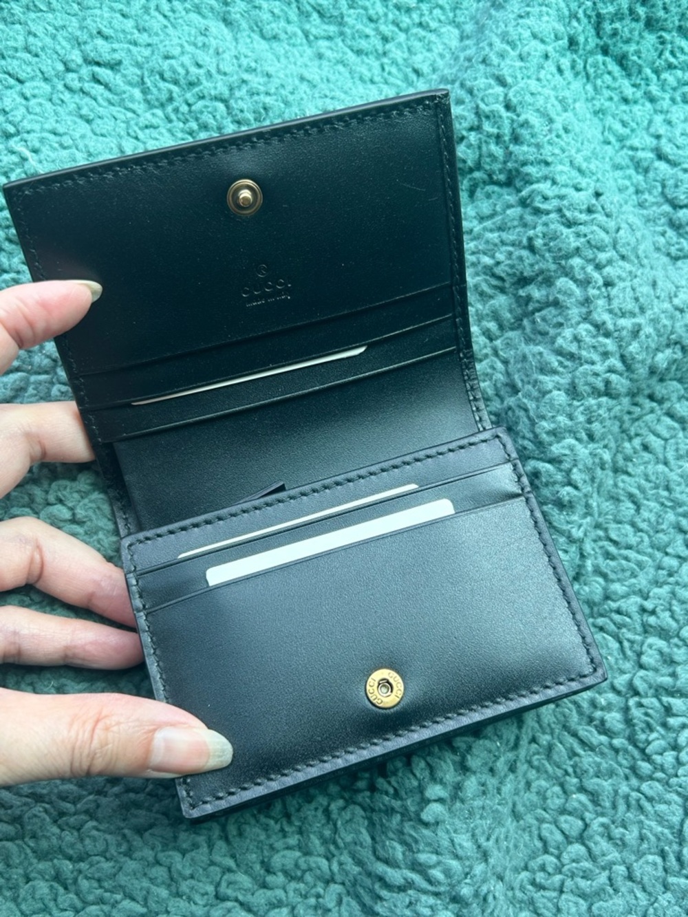 NWT Authentic Gucci Guccissima Big Cat 🐱 Leather Mini Wallet Black - Picture 8 of 11